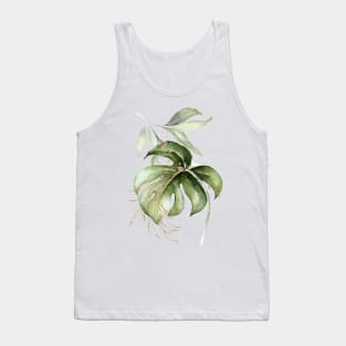 Monstera Watercolor Abstract Art Tank Top